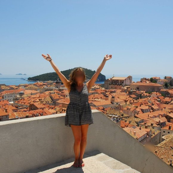 Black and Beige Patterned Romper & Button Up Front - Picture 1 of 3